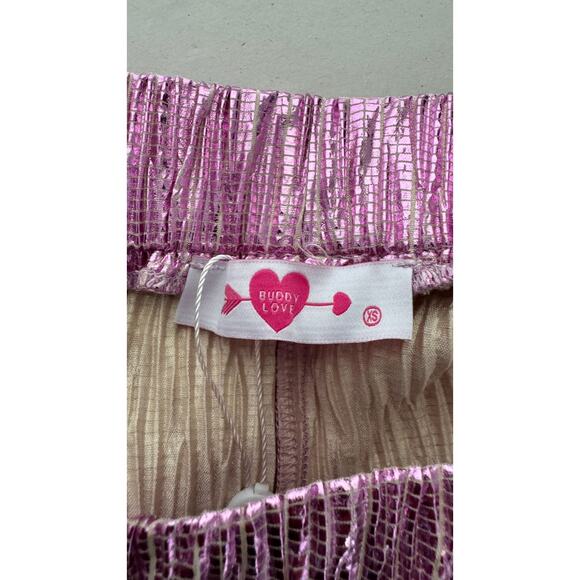 Buddy Love Veronica Textured Shorts Pink Metallic Womens XS New - Picture 6 of 8